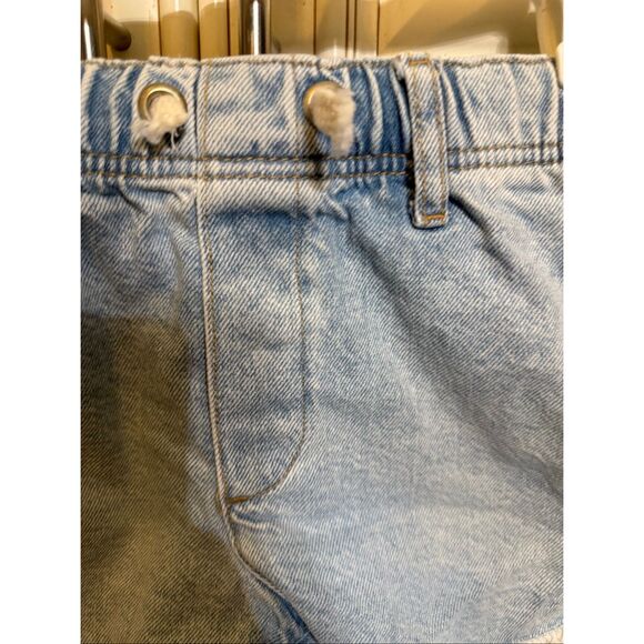 ZARA Girls Fringe Hem Elastic Waist Faded Denim Jean Shorts Light Blue Size 10 - Picture 3 of 7